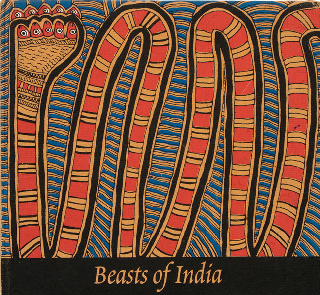 タラブックスが初めてインドの民俗画家（トライバルアーティスト）と制作した1冊『Beasts of India』（初版 2003年）。