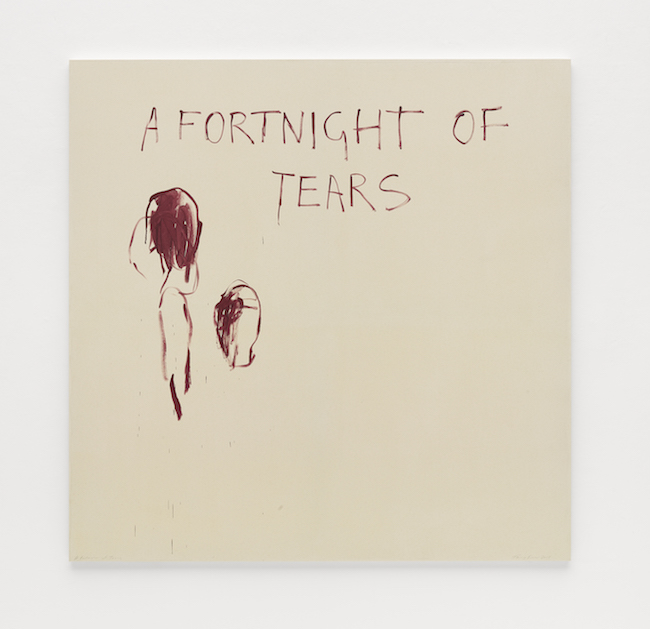 Tracey Emin A Fortnight of Tears 2018 Acrylic on canvas 71 7/8 x 71 5/8 in. (182.5 x 182 cm) © Tracey Emin. All rights reserved, DACS 2017. Photo © White Cube (Theo Christelis) Courtesy White Cube