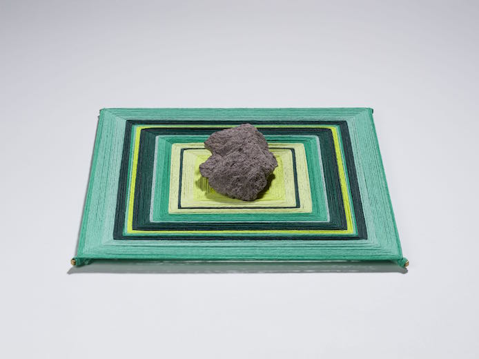 Claudia Peña Salinas, H, Brass, stone and dyed cotton thread, 61 x 6.3 x 61 cm, 2019, Courtesy of the artist