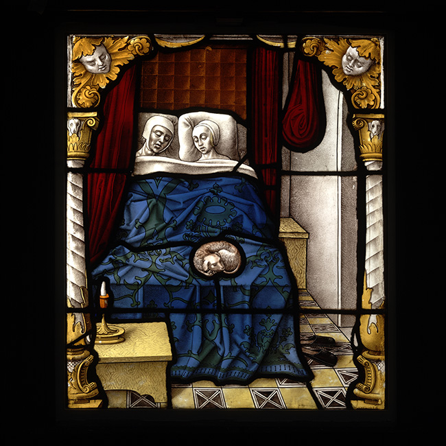 Tobias and Sara, about 1520, Cologne, Germany, glass with paint and silver stain, probably from the cloister of the abbey of St Apern © Victoria and Albert Museum, London
