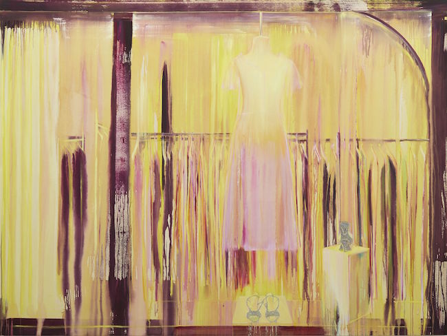 佐藤翠『Diaphanous pink window I』2019, Glitter, oil and acrylic on canvas 194.5×259.3cm photo by Kenji Takahashi  © Midori Sato, Courtesy of Tomio Koyama Gallery / Koyama Art Projects
