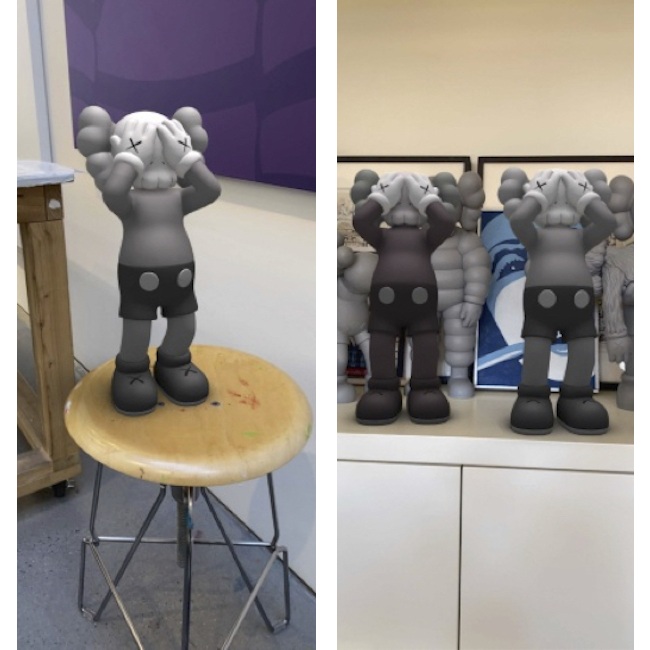 「AT THIS TIME (EXPANDED)」の撮影例。（2020年） augmented reality. Courtesy: KAWS and Acute Art.