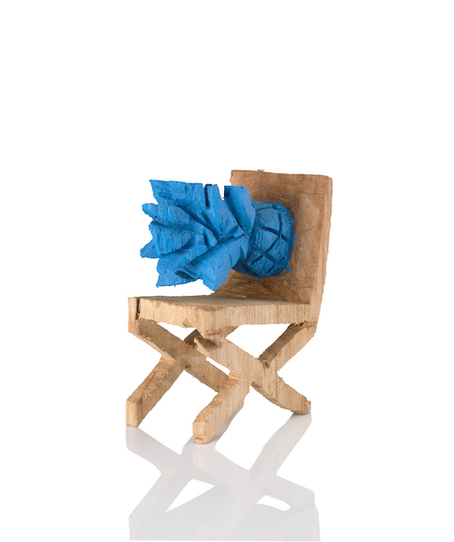 Ryuichi Ohira Blue pineapple chair study II 2022 Camphor, water paint H27.5 x W14 x D25 cm