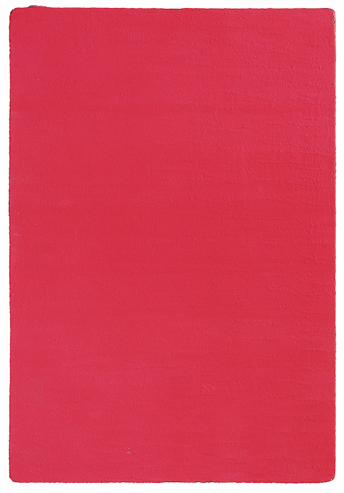 イヴ・クライン『無題(薔薇色のモノクローム)』 1957年 純顔料、合成樹脂、ガーゼ/イソレルマウント 76 × 52 × 0.8 cm　個人蔵 © The Estate of Yves Klein c/o ADAGP, Paris