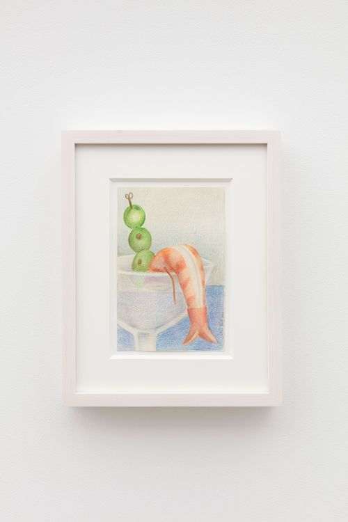 GaHee Park　Shrimp with Olives, 2022　Color pencil on paper　15.2 x 10.2 cm | 6 x 4 inch Photograph: Guillaume Ziccarelli.　Courtesy of the artist and Perrotin.