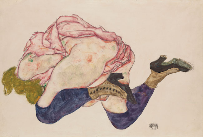 エゴン・シーレ『頭を下げてひざまずく女』（1915年） レオポルド美術館蔵　Leopold Museum, Vienna