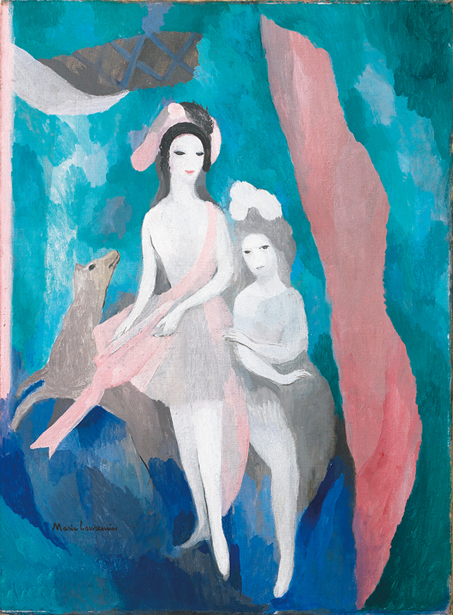 マリー・ローランサンの作品より：『牝鹿と二人の女』1923年 ひろしま美術館