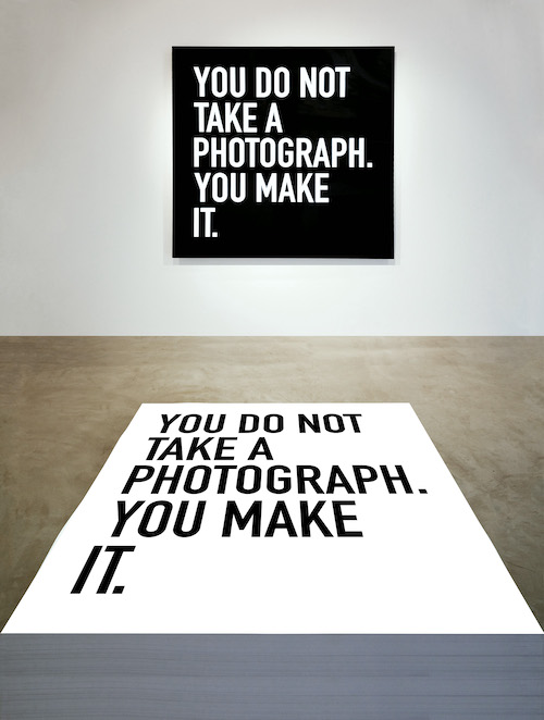 Alfredo Jaar You Do Not Take a Photograph, You Make It. 2013 Light Box with B/W transparency and printed matter LB 152 ×152 × 7.7 cm PM 70 × 70 × 70 cm ©Alfredo Jaar