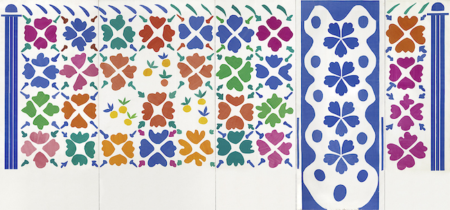 アンリ・マティス《花と果実》1952-1953年　切り紙絵　410×870cm　ニース市マティス美術館蔵　 ©Succession H. Matisse　Photo: François Fernandez