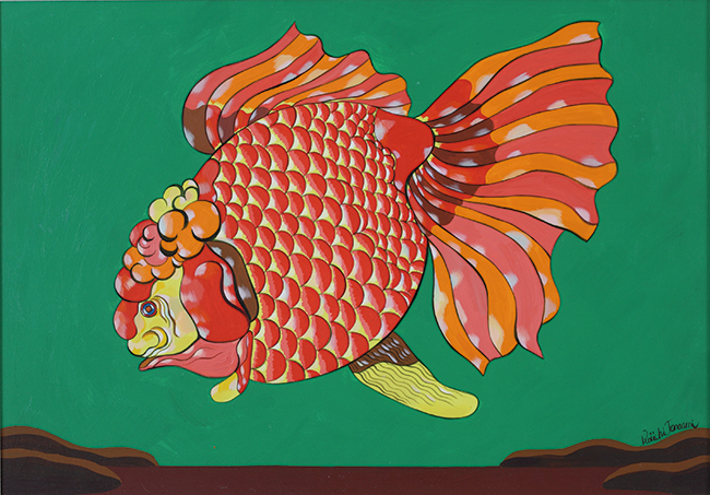 幼い頃に見た金魚を描いたアクリル画。『Gold Fish』1975年　©Keiichi Tanaami / Courtesy of NANZUKA