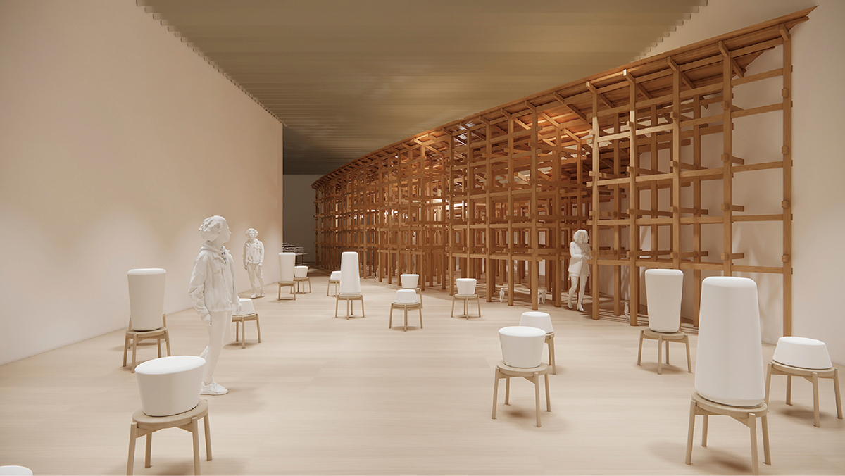 「2025年大阪・関西万博」大屋根リング模型（展示風景予想図） © Sou Fujimoto Architects