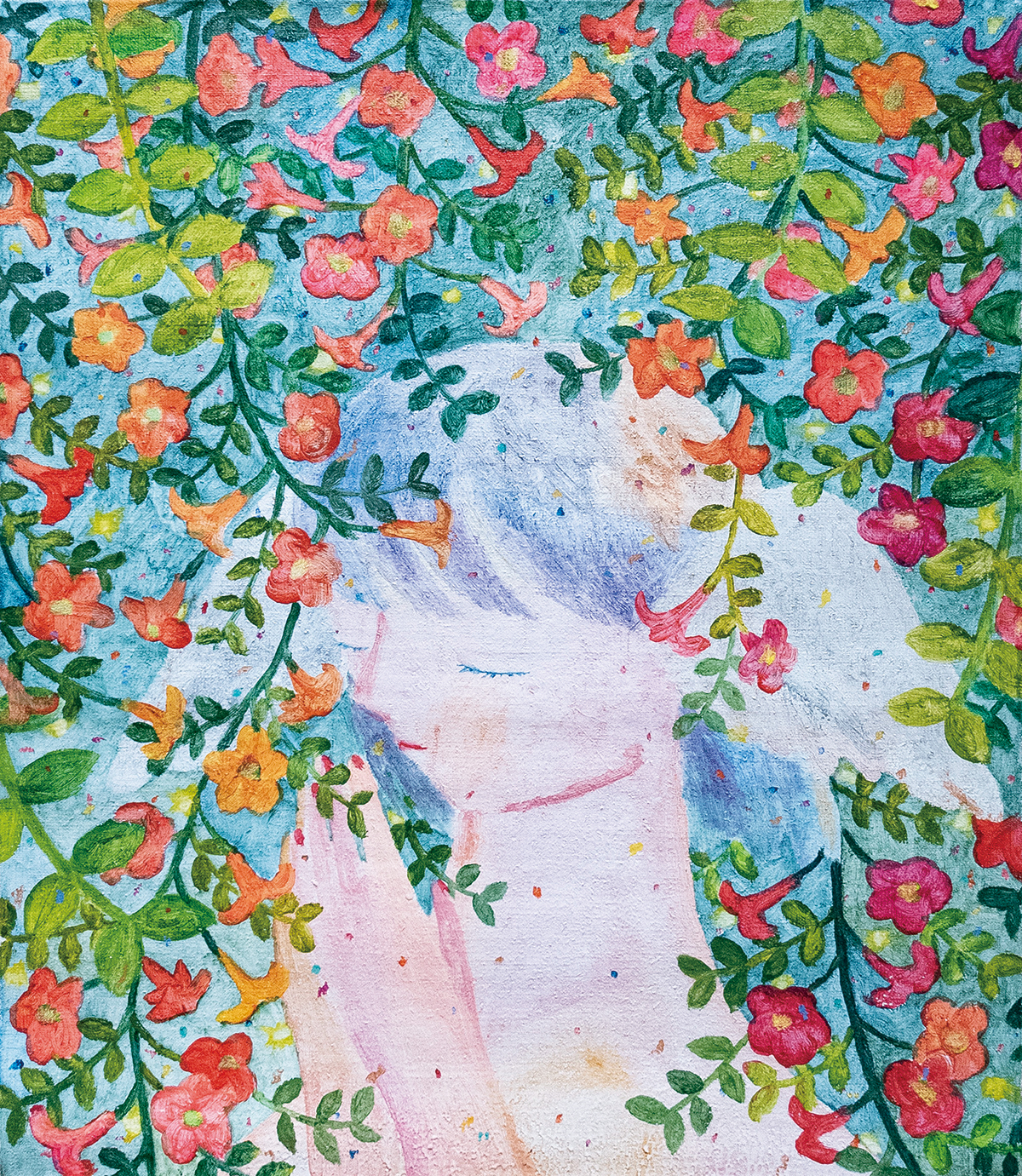 『eating a butterfly』キャンバスに油彩(2025年)