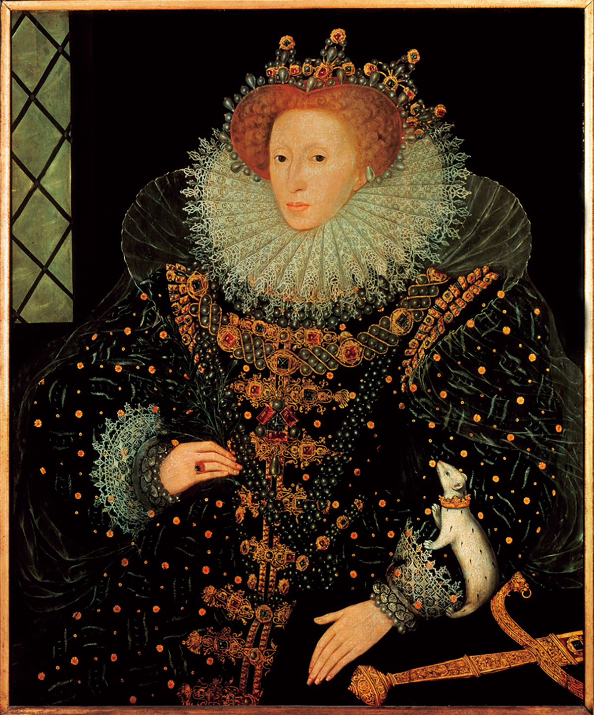 ヨーロッパの王族の豪華絢爛ぶりがわかる『エリザベス一世の肖像』（1585年）。