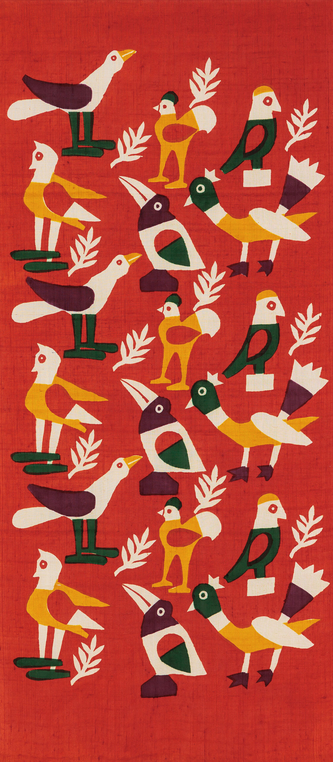 『小鳥』(1992年)型染、紬 坂本善三美術館蔵