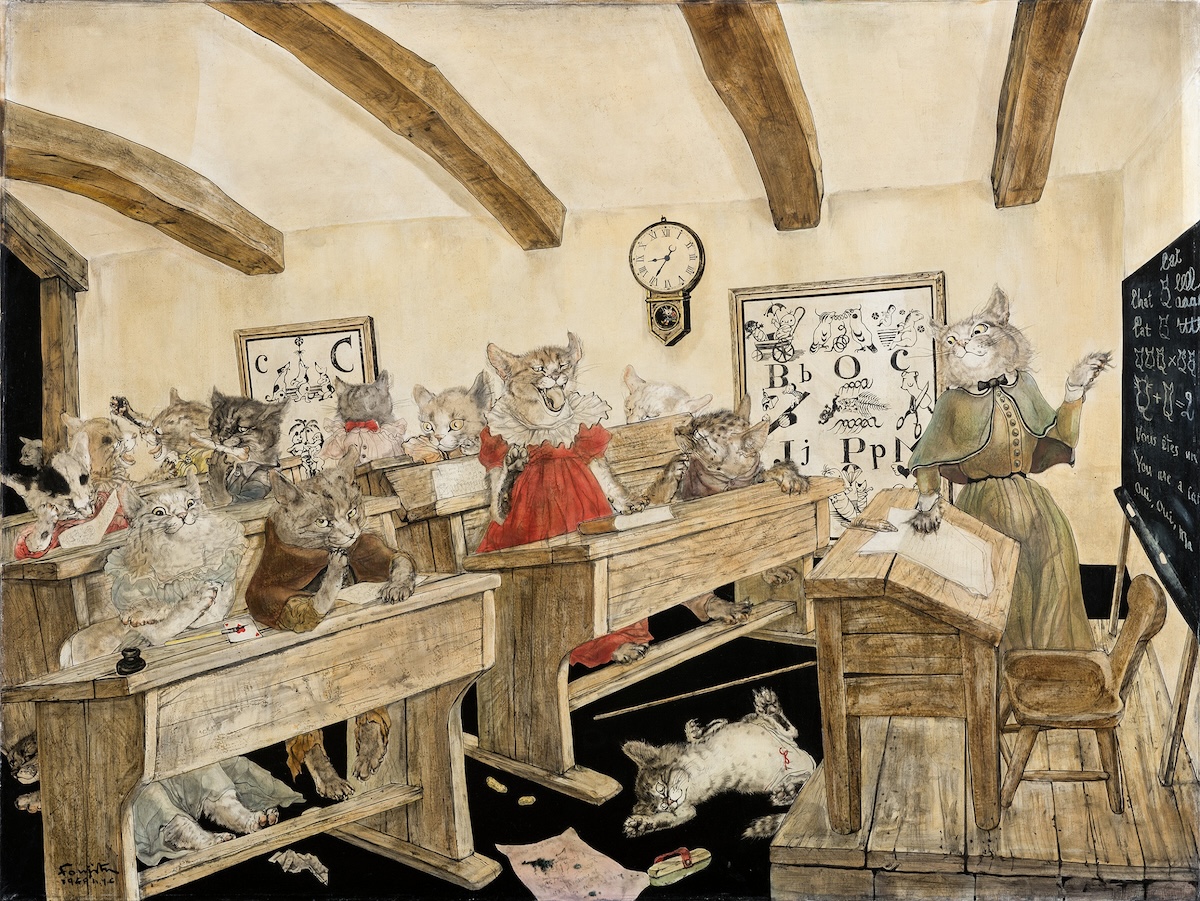 藤田嗣治 《猫の教室》 1949年 軽井沢安東美術館 © Fondation Foujita / ADAGP, Paris & JASPAR, Tokyo, 2025 G3942
