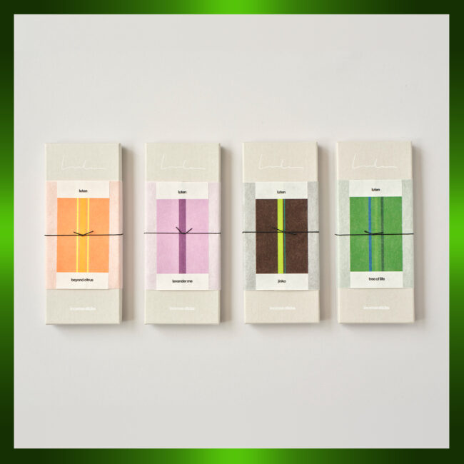 お香 ¥3,850（ブラウンラベルのみ ¥4,730）／luten（ルテン 070-9144-9104）