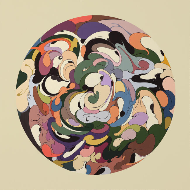 『Wonky Mandala Hoo』 2025年 アクリル/キャンバス 91×91cm