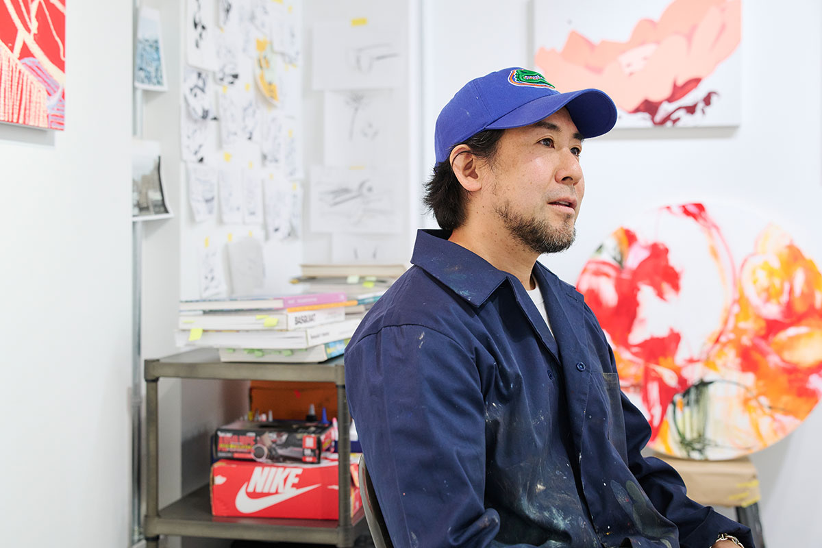 都内のアトリエにて。