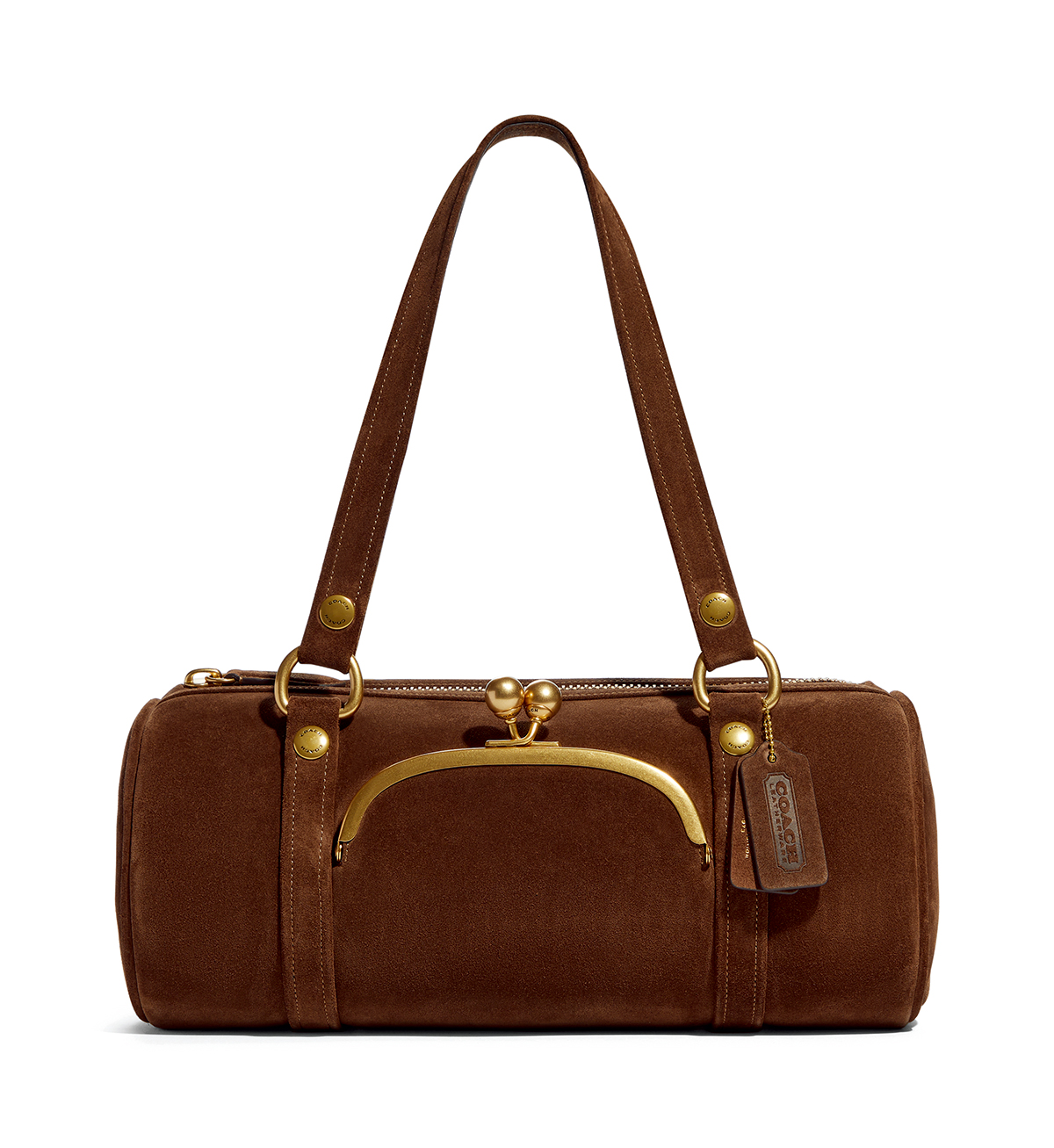 がま口デザインのバッグ（H15×W33.5×D15cm）¥88,000／Coach（コーチ・カスタマーサービス・ジャパン）