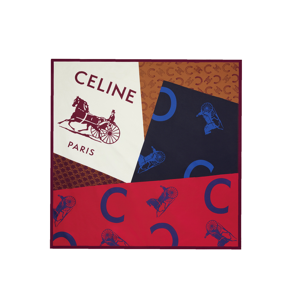 グラフィカルなスカーフ（90×90cm）¥86,900（予定価格）／Celine（セリーヌ ジャパン）