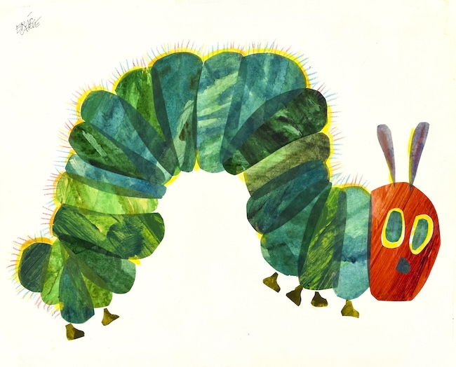 エリック・カール「『はらぺこあおむし』1987年版 表紙」（1987年） エリック・カール絵本美術館蔵 Collection of the Eric and Barbara Carle Foundation. © 1969, 1987 Penguin Random House LLC.