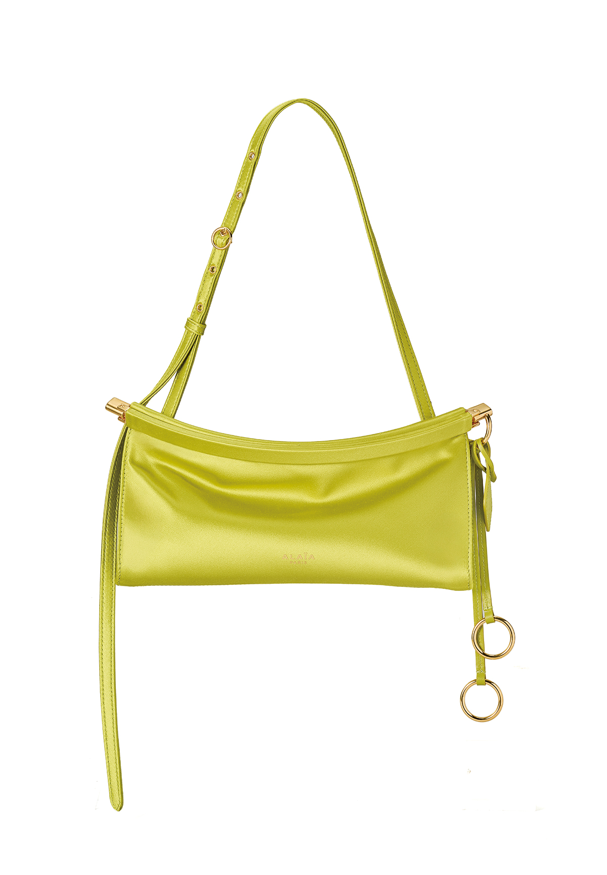 ライムカラーが魅力的なバッグ（H12.5×W25×D7cm）¥325,600（参考価格）／Alaïa（リシュモン ジャパン アライア）