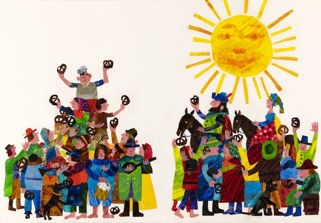 エリック・カール「『プレッツェルのはじまり』1995年版」（1995年）エリック・カール絵本美術館蔵 Collection of the Eric and Barbara Carle Foundation. © 1972, 1995 Penguin Random House LLC.