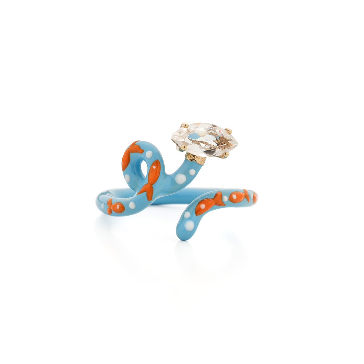 リング「Goldfish」¥103,400(9K YG、925 Silver、Enamel、rock crystal)