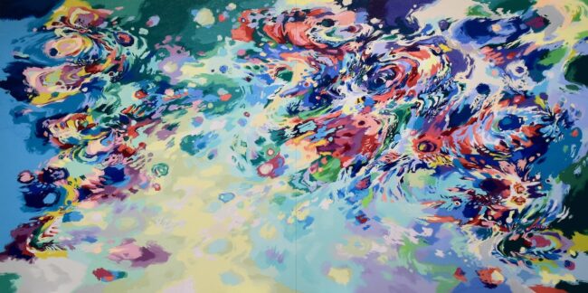 Figure-P k-h-5, 2025, oil and mixed media on panel, 162.0×324.0cm © Anne Kagioka Rigoulet