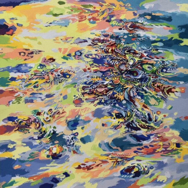 Reflection k-56, 2024, oil and mixed media on panel, 100.0×100.0cm © Anne Kagioka Rigoulet