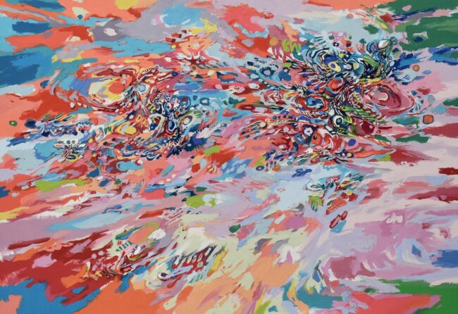 Reflection k-55, 2024, oil and mixed media on panel, 80.3×116.7cm © Anne Kagioka Rigoulet