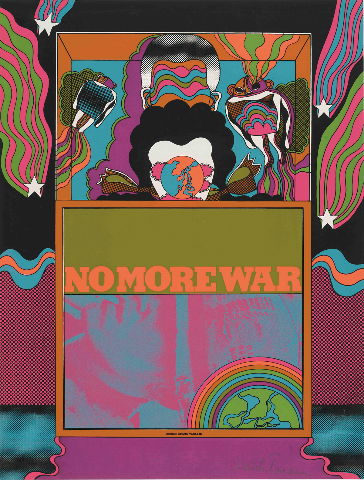 1960年代を象徴するベトナム反戦ポスターのシリーズより。『NO MORE WAR』1967年 ©Keiichi Tanaami Courtesy of NANZUKA