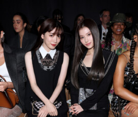 MILAN, ITALY - SEPTEMBER 22: Mei Nagano and Sana from Twice attend the Prada show during Milan Fashion Spring/Summer 2023 on September 22, 2022 in Milan, Italy. (Photo by Jacopo M. Raule/Getty Images for Prada)